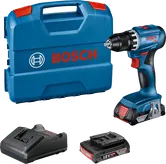 Bosch GSR 18V-45 akku-boremaskinesæt med batteri og kuffert.